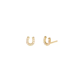 Tiny Horseshoe Studs | 9k Gold & Diamond